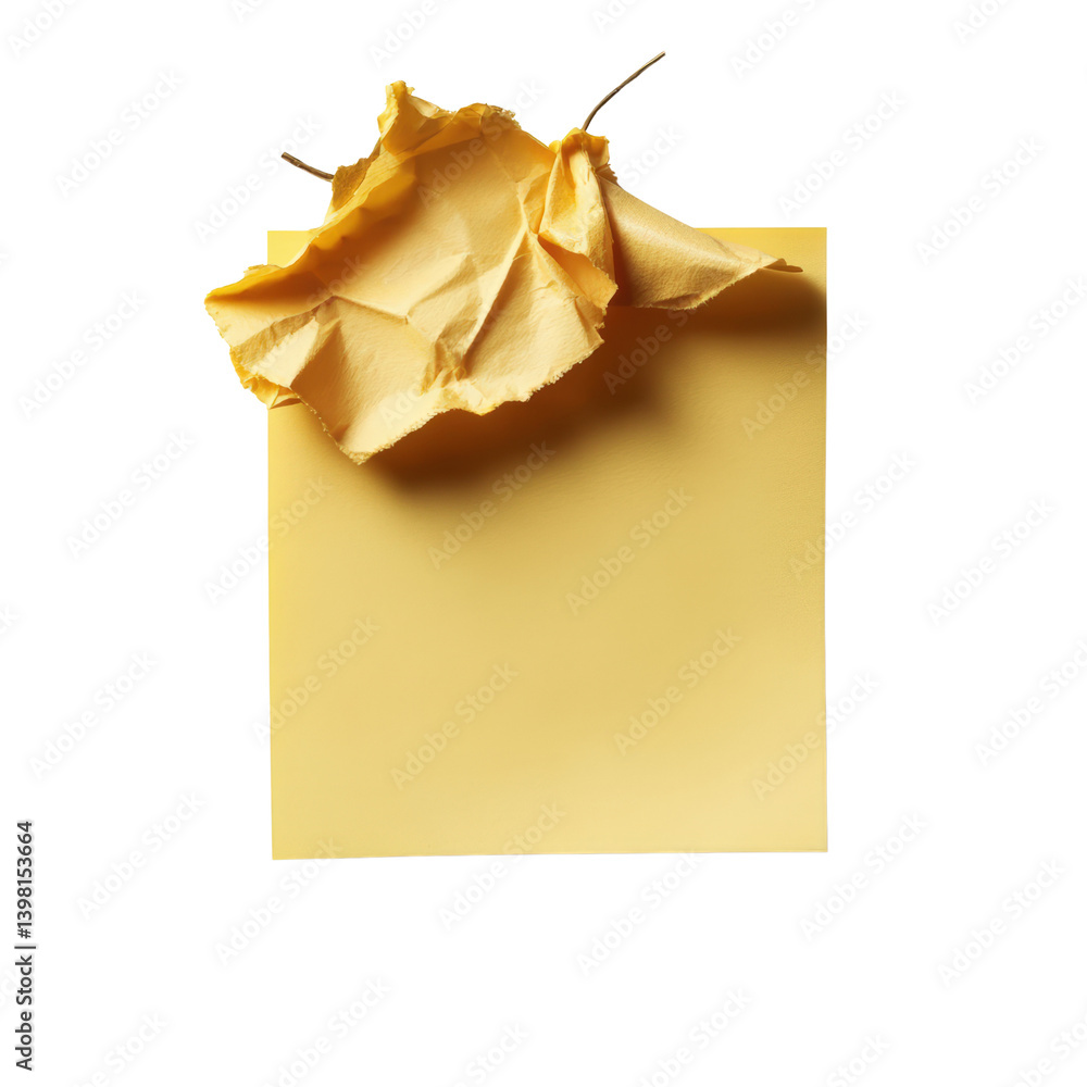 Poster piece of paper featuring a beautiful yellow rose placed elegantly on a surface for creative display 