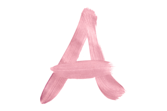 atercolor brush letters isolated on transparent background.