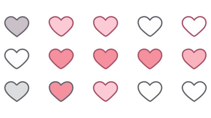 Set of hearts icon, heart drawn hand - stock vector 