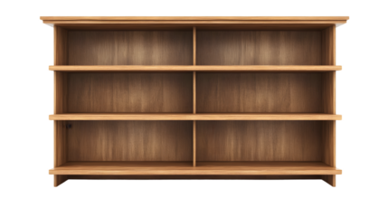 Professional Empty Bookshelf Mockup for Creative Designs on White Background
