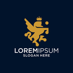 Gold Griffin Logo on Dark Blue Background