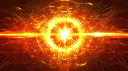 Abstract digital data representation with radiant energy waves and bright neon particles.