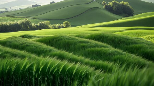 The vibrant greenery of the wheat field, destined to turn the winter sun into golden grains and abundance by harvest time.