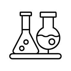 Science lab glassware equipment icon vector illustration chemical flask beaker tool