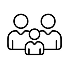 Family icon vector illustration showing parents and a child in simple outline