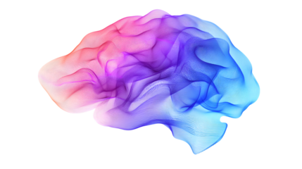 Vibrant 3D Gradient Waves Conceptualizing a Brain Isolated on White Background