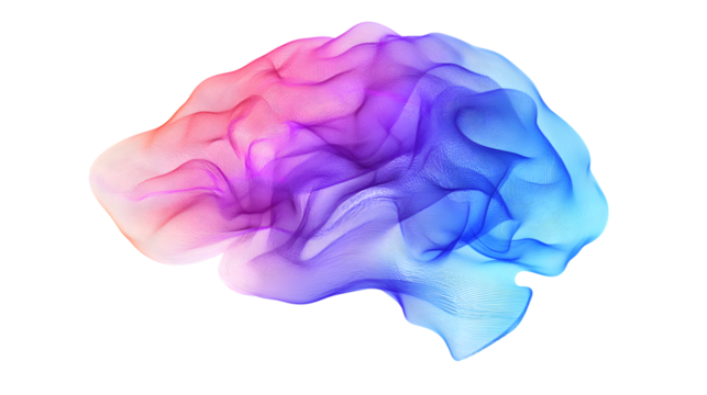 Vibrant 3D Gradient Waves Conceptualizing a Brain Isolated on White Background