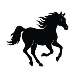 horse running vector art silhouette