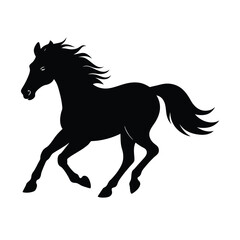 horse running vector art silhouette