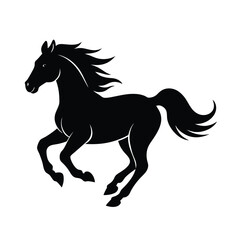 horse running vector art silhouette