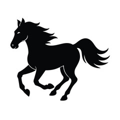 horse running vector art silhouette