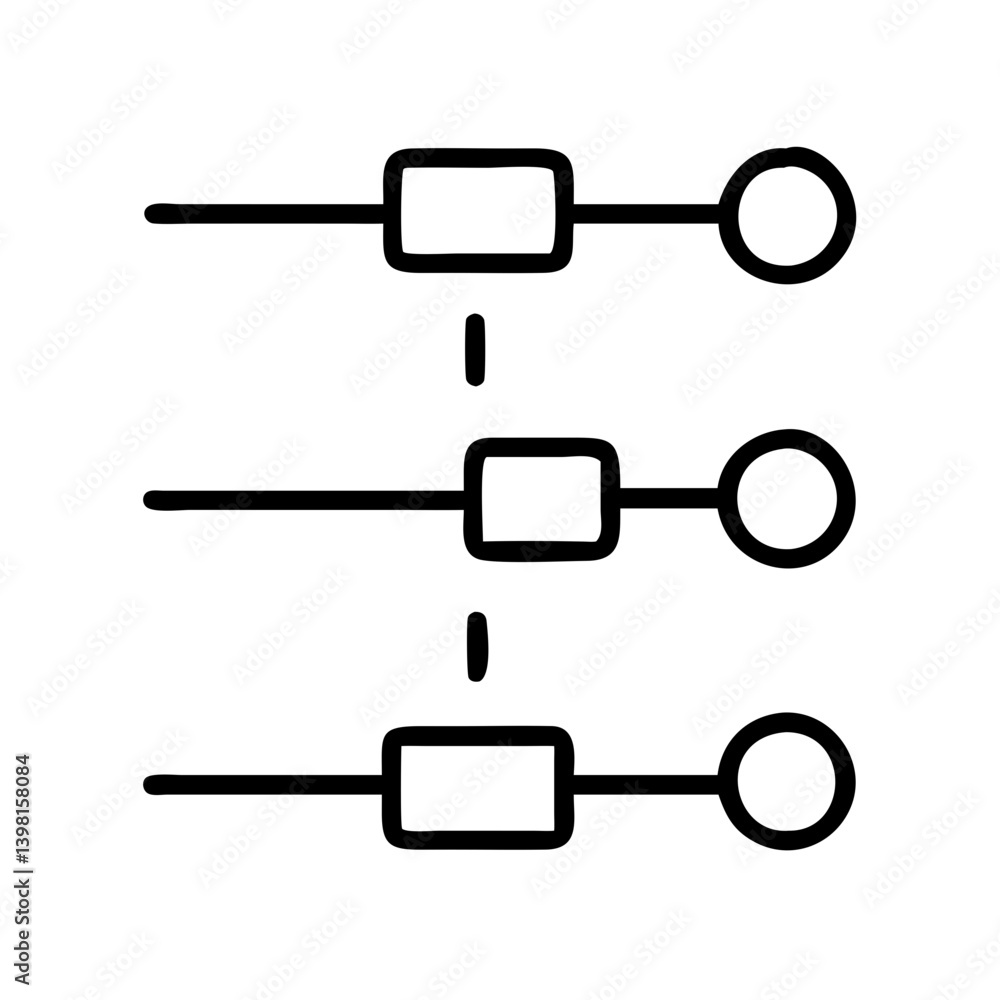 Poster three level process diagram with rectangle and circle elements infographic vector