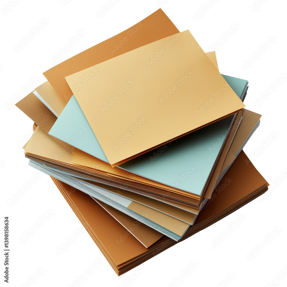 Poster stack of colored paper sheets neatly organized and ready for various creative projects on a flat sur