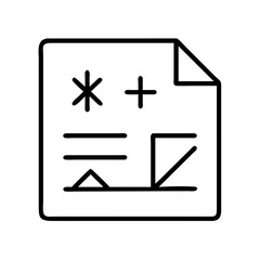 Math formula sheet document icon vector file for education and science concept