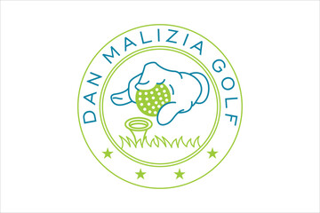 Golf Club Logo Green Blue Circle Design Illustration