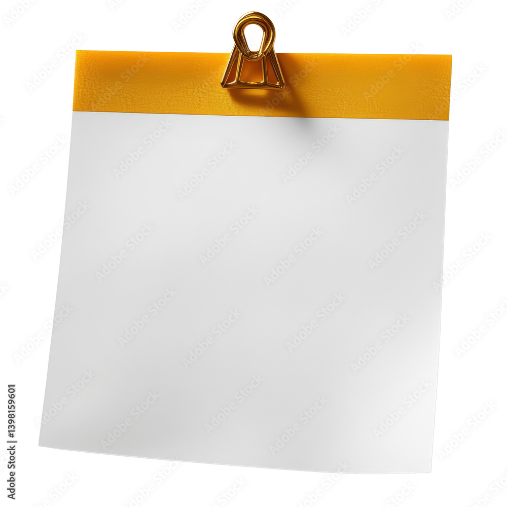 Poster a simple piece of paper with a shiny gold pin placed elegantly on a clean surface for an artistic pr