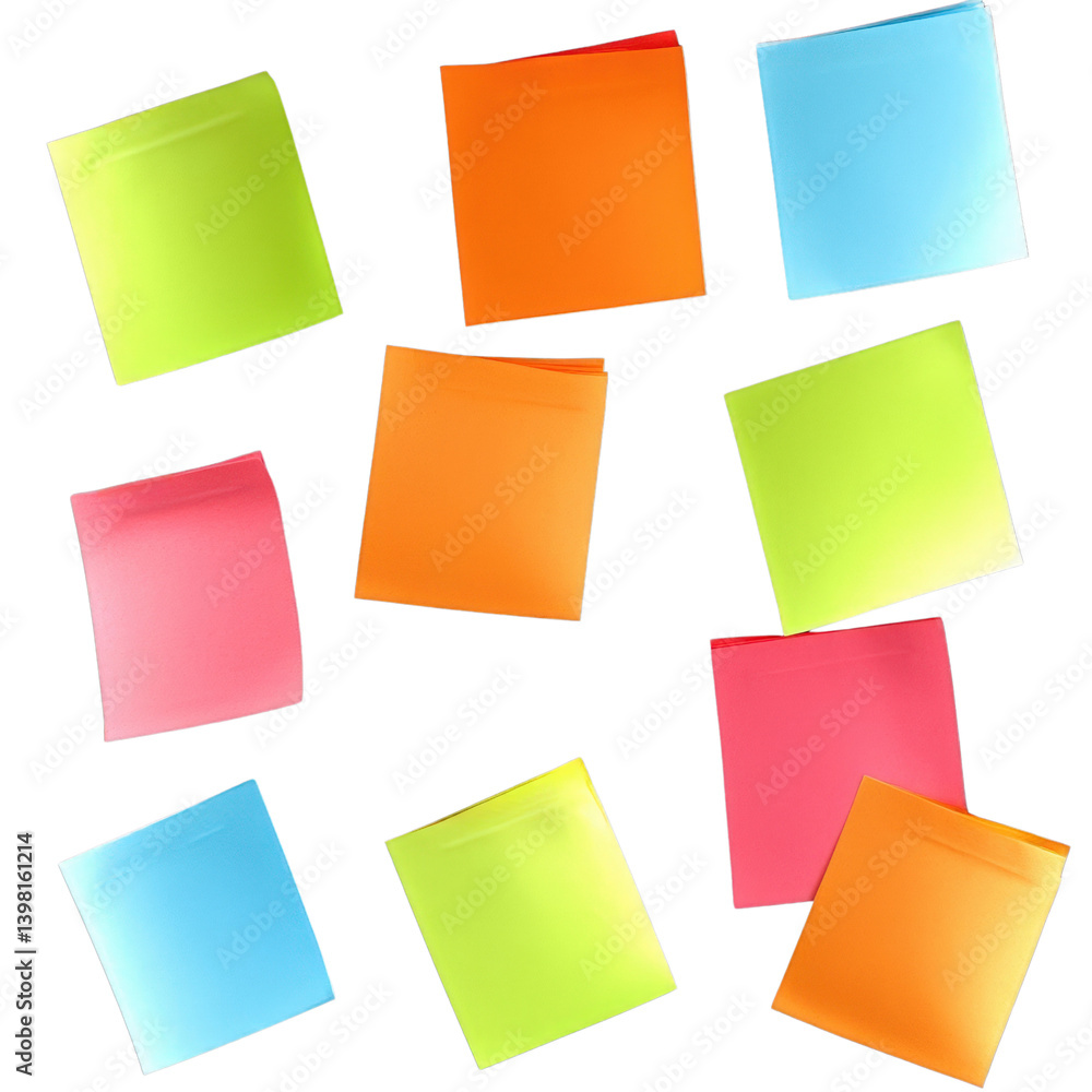 Poster a colorful bunch of sticky notes piled together creating a fun and playful display for organization 