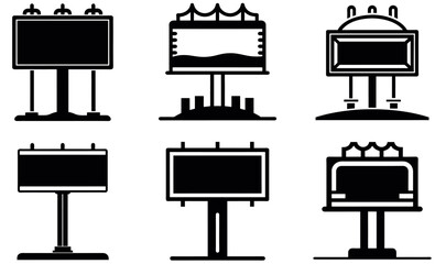 Simple Black and White Billboard Icons for Design