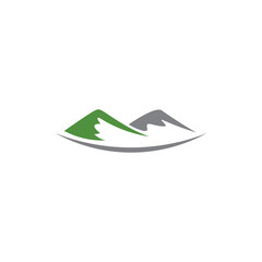 Green And Grey Minimalist Mountain Range Illustration