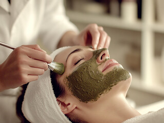 Beautiful woman is doing skin care, beauty close-up