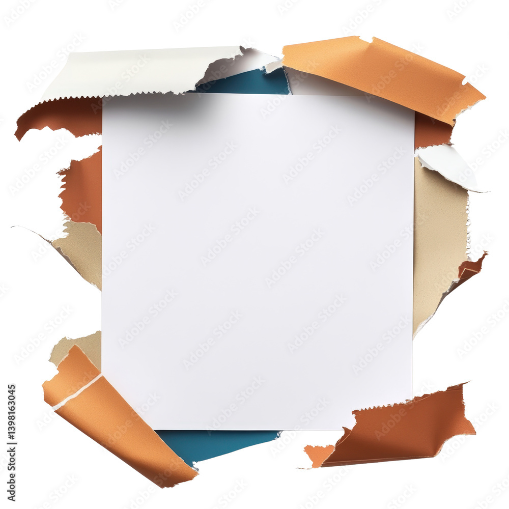 Poster torn paper piece with frayed edges creating an abstract texture perfect for backgrounds and creative