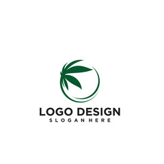 Green Cannabis Leaf Logo Design in a Circle
