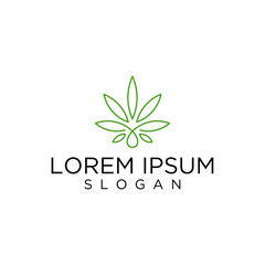 Green Cannabis Leaf Line Art Logo Design