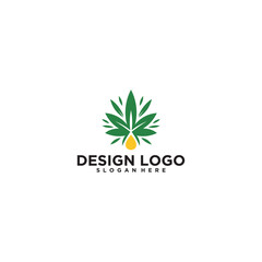 Green Cannabis Leaf Logo Design with Yellow Oil Drop