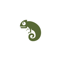 Green Chameleon Illustration on White Background