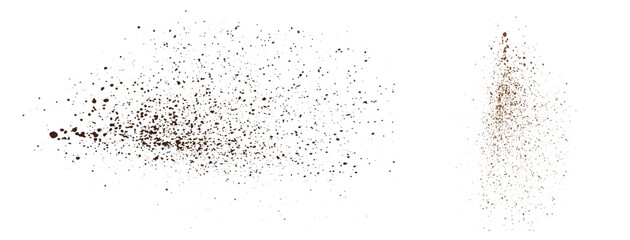 Editable vector cocoa or chocolate dust particles powder splash isolated background illustration