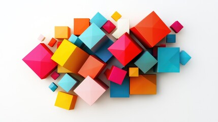 Obraz premium A collection of 3D cubes in various colors including blue