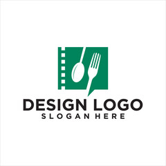 Green Film Reel Spoon Fork Logo Design