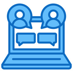 Virtual Meeting, Hybrid Work Blue Fill Design Vector Concept