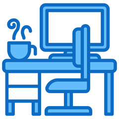 Workspace, Hybrid Work Blue Fill Design Vector Concept