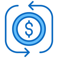 Financial Balance, Hybrid Work Blue Fill Design Vector Concept