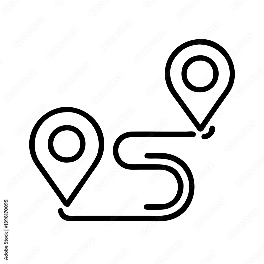Poster route map direction navigation pin location destination travel journey path way line