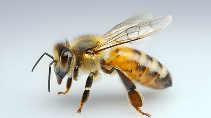 Close Up Honeybee Detail Against Light Background