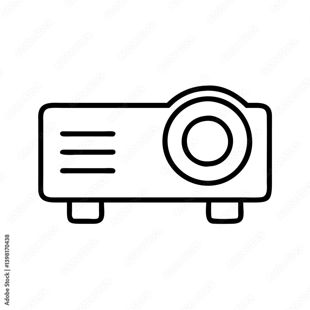 Poster projector vector icon outline style for presentation and multimedia equipment use