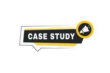 Case study banner modern template with megaphone Vector label colorful design. Web element or announcement design.