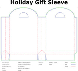 Holiday Gift Sleeve Die Cut Template With Dimensions For Packaging Design