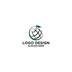 Green Leaf Globe Logo Design