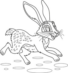 bunny rabbit running cartoon style vector outline drawing