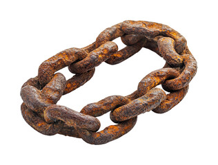 Obraz premium Rusty metal chain fragment industrial textured environment view. Isolated on transparent background, png.