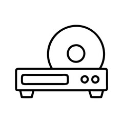 Cd player icon vector, dvd player symbol, compact disc player, audio device line art