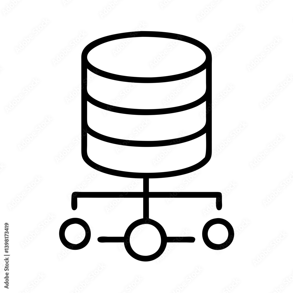 Poster database server storage icon for network connection and data management system