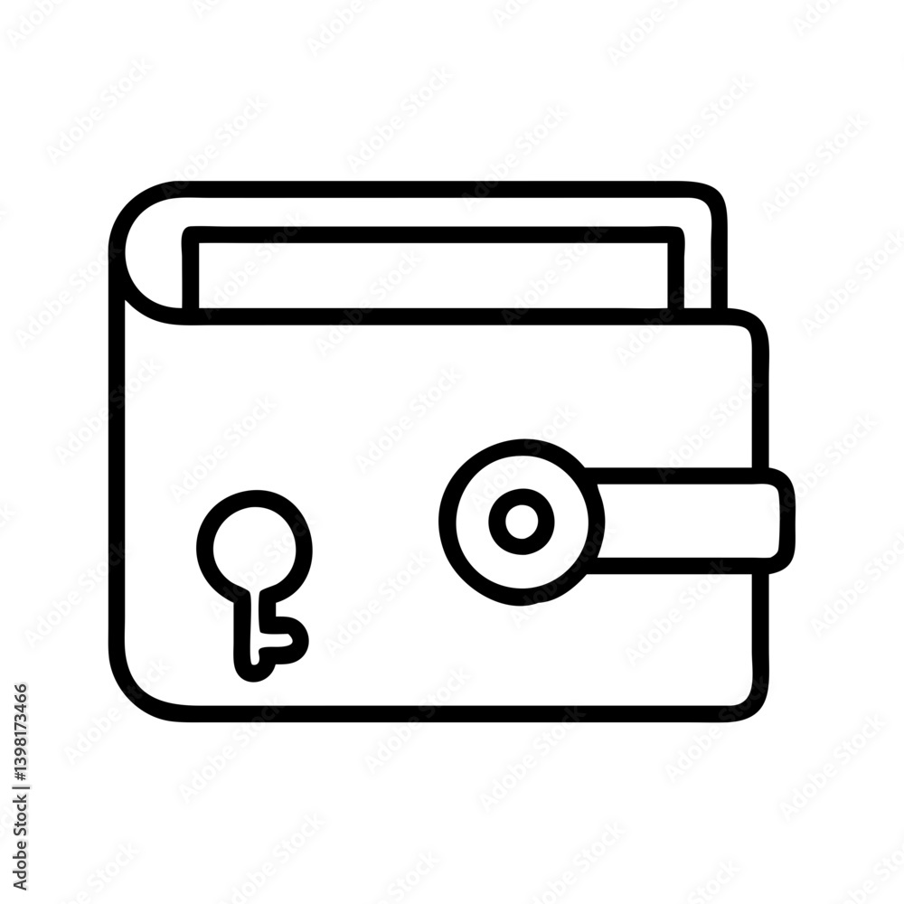 Poster secured wallet with keyhole and lock for financial security and data privacy