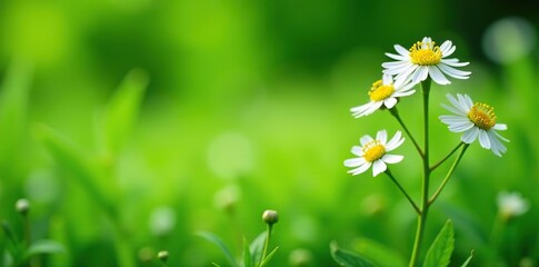 White yarrow flowers blooming in a lush meadow with a natural green background,  meadow,  botany