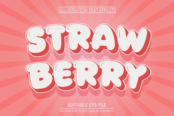 Pink and white strawberry 3d editable text effect font style
