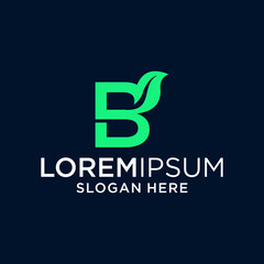 Green Letter B Logo with Leaf Design