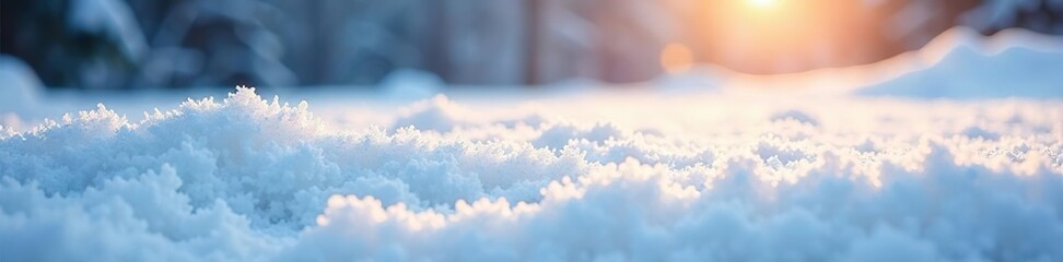 Winter background of shiny snow with sunlight reflecting off the icy surface, creating a magical and serene atmosphere,  frozen,  peaceful